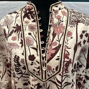 Tuckernuck Dress Cream & Maroon shades Fall Dress with pockets 3/4 sleeve SZ XL